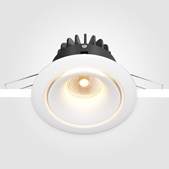 Светильник, 9.8 см, 12W, 3000К, белый, теплый свет, Maytoni Zoom DL031-2-L12W, встраиваемый LED, вр 8,5 см