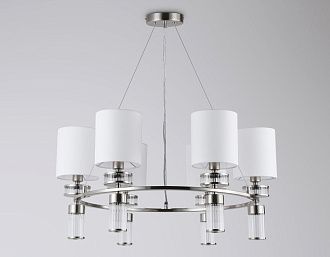 Подвесная люстра с абажурами **73- см, 6*E14*40W, K, Ambrella Light High Light LH71291, никель