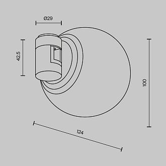 Трековый светильник 12,4*10*-10 см, *LED*5W, 3000K, Maytoni Technical Luna TR229-1-5W3K-B, Черный