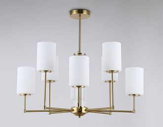 Люстра со стеклянными плафонами на штанге **60- см, 8*E27*60W, K, Ambrella Light High Light LH56217, латунь
