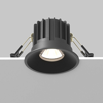 Встраиваемый светильник 8*8*6 см, LED, 12W, Maytoni Technical ROUND DL058-12W-DTW-B черный, вр 7,5 см