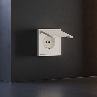 Накладка для розетки с заземлением, защитными шторками и крышкой, S70, хлопок Voltum VLS000813