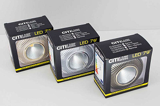 Встраиваемый светильник 10 см, 7W, 3000К, белый-хром, теплый свет, Дзета CLD042W1 Citilux, светодиодный