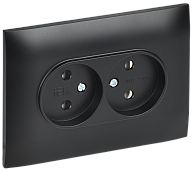 SKANDY Розетка 2-я без з/к/ш 10А в сб. SK-R10Bl черн. IEK, SK-R20-10-K02-F