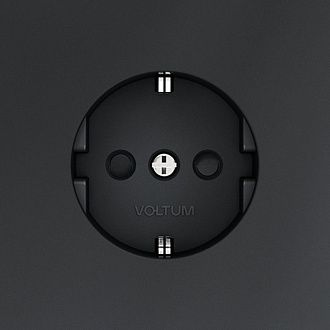Розетка встраиваемая Voltum S70 с заземлением и защитными шторками, 16А, графит пластик Soft touch VLS040207