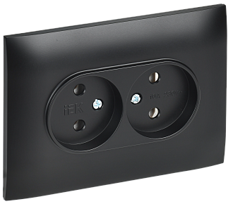 SKANDY Розетка 2-я без з/к/ш 10А в сб. SK-R10Bl черн. IEK, SK-R20-10-K02-F