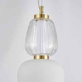 Подвес Favourite Bella 4057-2P, D170*H900/2100, золота, плафоны в виде бусин разнообразных форм из выдувного стекла двух видов - прозрачного и цвета опала
