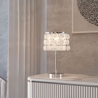 Настольный cветильник 20*20*35- см, 1*E27*40W, Eurosvet Sandra, 208101 хром/перламутр, 4690389217173