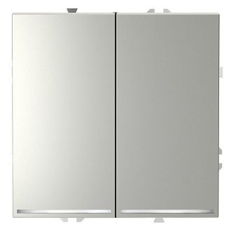 Выключатель встраиваемый Voltum S70 двухклавишный с подсветкой 10А, сталь пластик Soft touch VLS020205