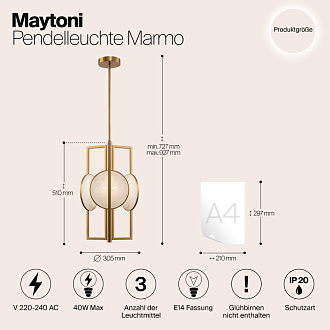 Светильник 31 см, Maytoni Marmo MOD099PL-03G, золото