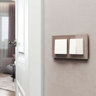 Рамка на 2 поста (латте, стекло) W0021142 Werkel 4690389183416