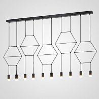 Подвесной светильник Via Wireflow polyhedral 0331 Lineal Pendant Light 275*5,5*300 см, 10*G9*20W, ImperiumLoft Via01, Чёрный
