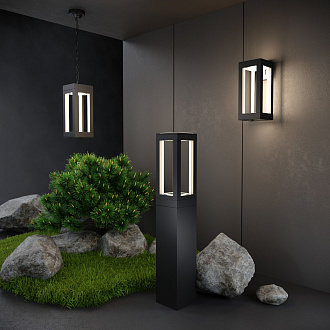 Уличный подвесной светодиодный светильник Frame LED IP54 1528 TECHNO LED черный Elektrostandard