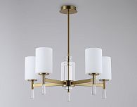Люстра со стеклянными плафонами на штанге **59- см, 5*E27*60W, K, Ambrella Light High Light LH56261, латунь