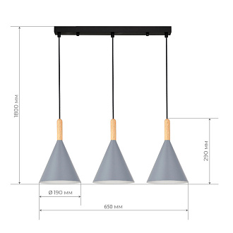 Светильник подвесной 65*19*31,5/180 см, 3*E27 EVOLUCE Arket SLE1255-413-03 черный