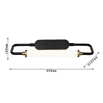 Подсветка 40 см Favourite Inspire 4100-1W, D165*W400*H165, каркас матового черного цвета с золотыми декоративными элементами, поворотный плафон, белый акриловый рассеиватель