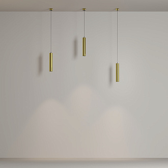 Подвесной светильник 5,2*5,2*30 см, LED, 12W, 4000К, Maytoni Technical FOCUS LED P072PL-L12W4K-BS латунный