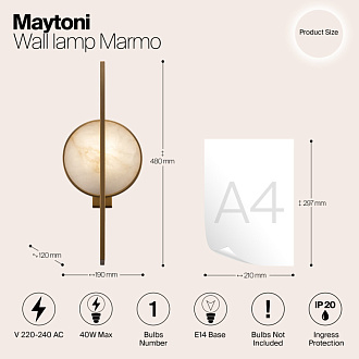 Светильник 48 см, Maytoni Marmo MOD099WL-01G, золото