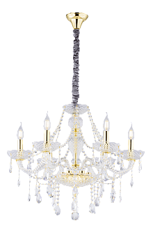 Люстра 640*510-1090, 6*E14, 60W NewRgy Premium 6916/6G GOLD+CLEAR LIGHT, Золото+прозрачный