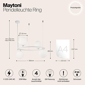 Подвесная люстра Maytoni Ring MOD013PL-04W, белый