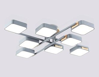 Люстра светодиодная на штанге 96*96*16- см, **W, 3000-6000K, Ambrella Light Comfort FL4889, серый, дерево
