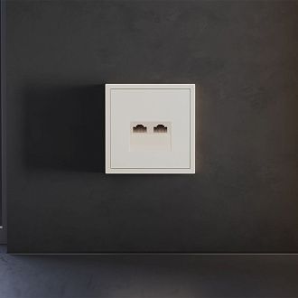Накладка для розетки компьютерной двойной RJ45+RJ45 кат.6, S70, хлопок Voltum VLS001413