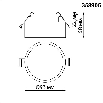 Встраиваемый влагозащищенный светильник IP54 LED 4000K 10W 358905 SPOT NT21 хром, вр 7,5 см