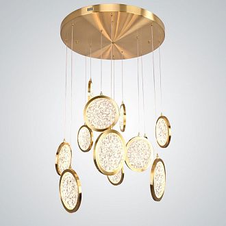 Дизайнерская подвесная люстра ЛУНА lighting collection D70 77*20*20 см, 12*LED*10W, 3000K, ImperiumLoft CAMEO01, Золотистый