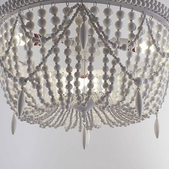 Подвесная люстра RH Anselme White Wood Weathered Chandelier 48*48*50 см, 3*E14*40W, ImperiumLoft 40.2087-0, Белый