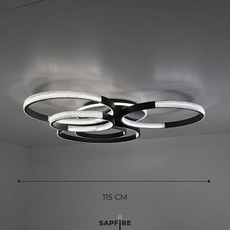 Светильник потолочный (2202-500-5BK) SPF-5391 ЧЕРНЫЙ  D1150*950/H150/5/LED/2*136W 3 режима без ПДУ TERRA 24-12