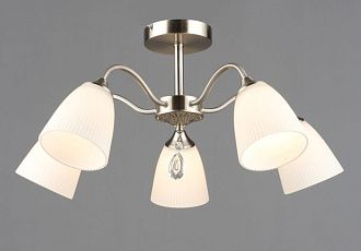 Люстра Ø600 x H275, мм, 5*40W (200W), SN (Сатин+Никель) Rilon 7328/5 SN