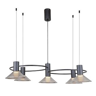 Подвесная люстра 50*50-130 см, 5*LED, 6W, 3000K, F-Promo Feris 4622-5P, черный матовый