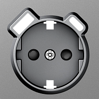 Donel A07 сталь накладка для розетки Schuko с зарядным устройством USB A+C,  со шторками 16A 250 В~,серия DB, DE22937