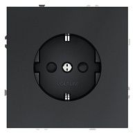 Розетка встраиваемая Voltum S70 с заземлением и защитными шторками, 16А, графит пластик Soft touch VLS040207