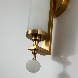 Бра Favourite Plunger 3011-2W, D105*W100*H500, латуни, плафон из искусственного белого мрамора, стеклянный декор по краям