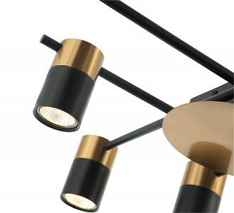 Люстра Favourite Topper 2825-8P, L890*W590*H120, Каркас черного цвета, плафоны черного и золотого цвета
