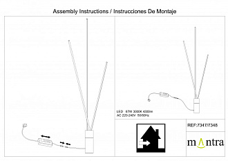 Торшер *11*180 см, LED *  60W, 3000К Mantra Vertical 7347, белый
