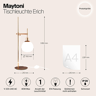 Настольная лампа Maytoni Erich MOD221-TL-01-G