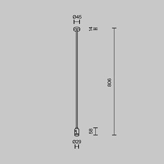 Комплектующие для трековой системы  TRA159C-SL1-PT 4,5*2,9*-80,6 см, *Maytoni technical Accessories for tracks Flarity TRA159C-SL1-PT, Платина