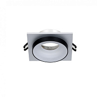 Врезной светильник Favourite Diversa 2889-1C, L95*W95*H40, cutout:D75, каркас черного и серебряного цвета, пластина серебряного цвета, черное кольцо