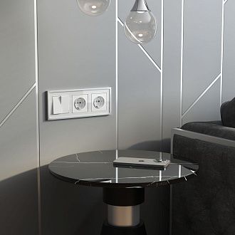 W1171041 Розетка с заземлением, белый акрил Werkel, 4690389197314