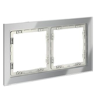 Рамка стеклянная Voltum S70 на 2 поста, сталь, стекло Стекло/пластик  VLS110205