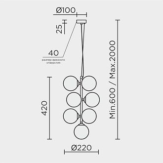 Подвесной светильник 42x22x60см, G9, 4xG9Вт, , Modelux MS.8055.4 BK Черный