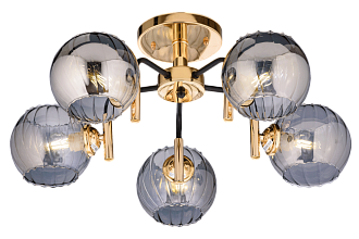 Люстра L600 x W600 x H230, мм, 5*40W (200W), GOLD+BLACK(ЗОЛОТО+ЧЁРНЫЙ) Rilon 00598/5A GOLD+BLACK