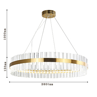 Подвесная люстра Favourite Placerat 4012-8P, D800*H150/1150, золота, плафон состоит из объемных стеклянных элементов необычной формы