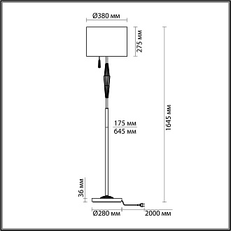 Торшер 38*38*164,5 см, 1 E27*60W, Odeon Light Latte, бронзовый 5403/1FA