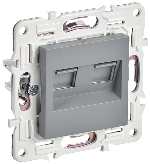 SKANDY Розетка комп. 2-ая RJ45 кат.5E SK-K03Gr сер. IEK, SK-K20-1-K03