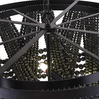 Подвесная люстра Amelia Wood Bead Chandelier 60*60*71 см, 5*E14*40W, ImperiumLoft 40.2125, Чёрный, Коричневый