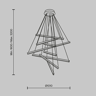 Каскадная люстра 101*101*320 см, LED, 90W, 3000К-4000К, Maytoni LINE  MOD016PL-L96BK черный