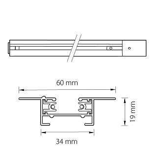 Трек двухконтактный однофазный встраиваемый 1*6 см, Матовый Белый Lightstar Barra 501015